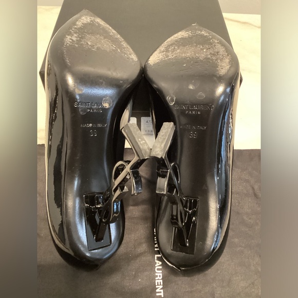 100% Authentic YSL “Opyum” Point Toe Black Patent Leather Logo Pumps - Picture 7 of 10